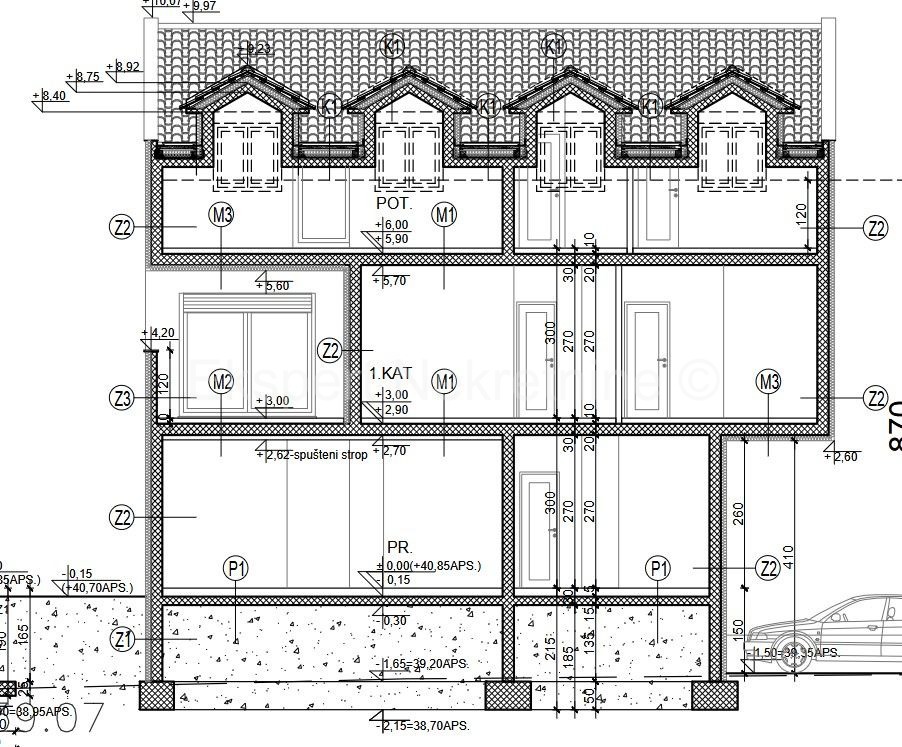 Trogir, 3-bedroom apartment 103 m2, new building, large terrace, parking space