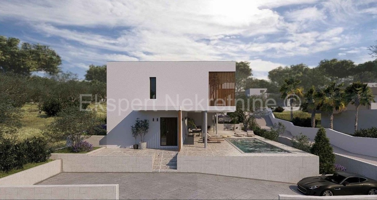 Marina, Vinišće, building plot 632 m2, with building permit for villa