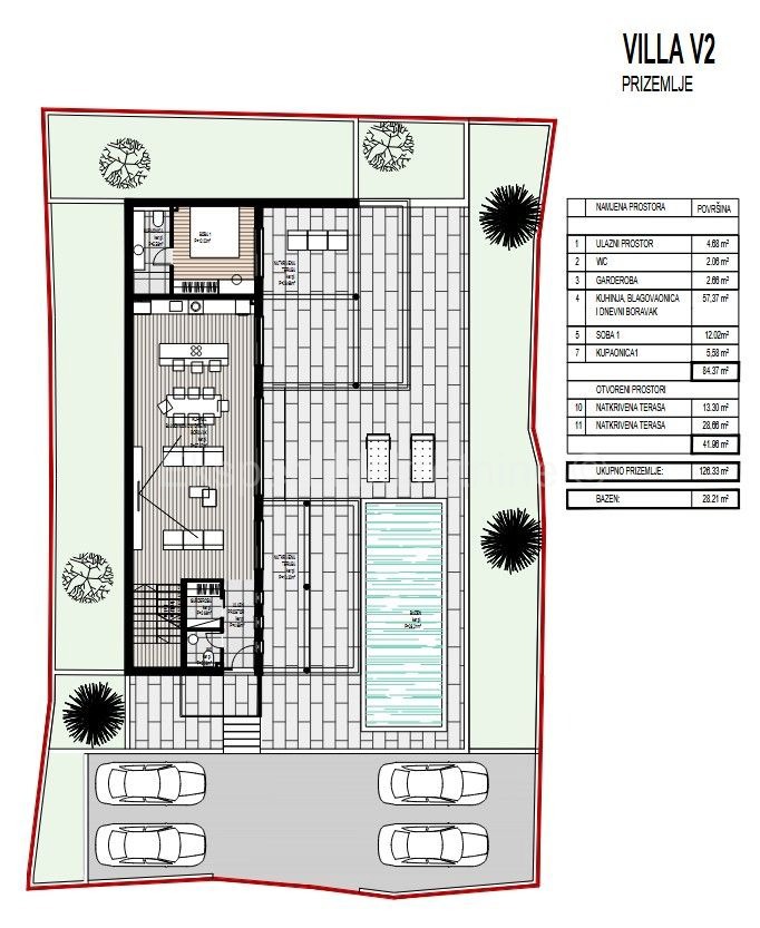 Marina, Vinišće, building plot 632 m2, with building permit for villa