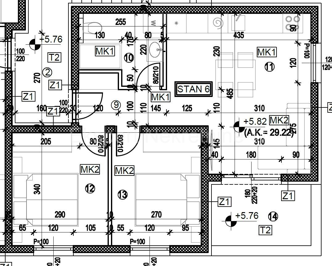 Trogir, 2-bedroom apartment 53 m2, new building, 1st floor, view,