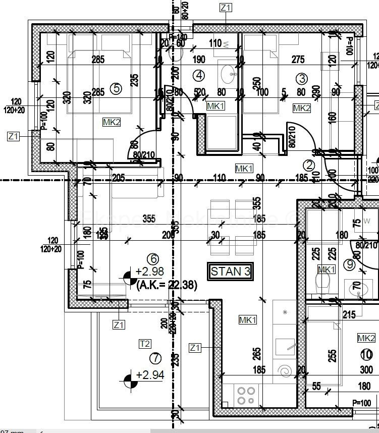Trogir, 2-bedroom apartment 53 m2, new building, 1st floor, view,