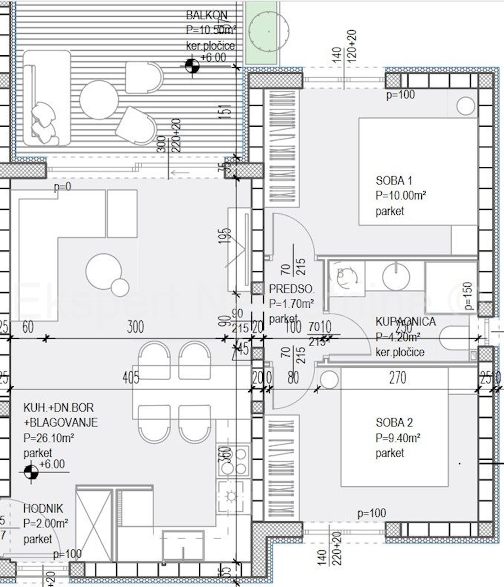 Čiovo, Okrug G., appartamento di 2 locali 64 m2 + terrazza sul tetto 68 m2, nuova costruzione