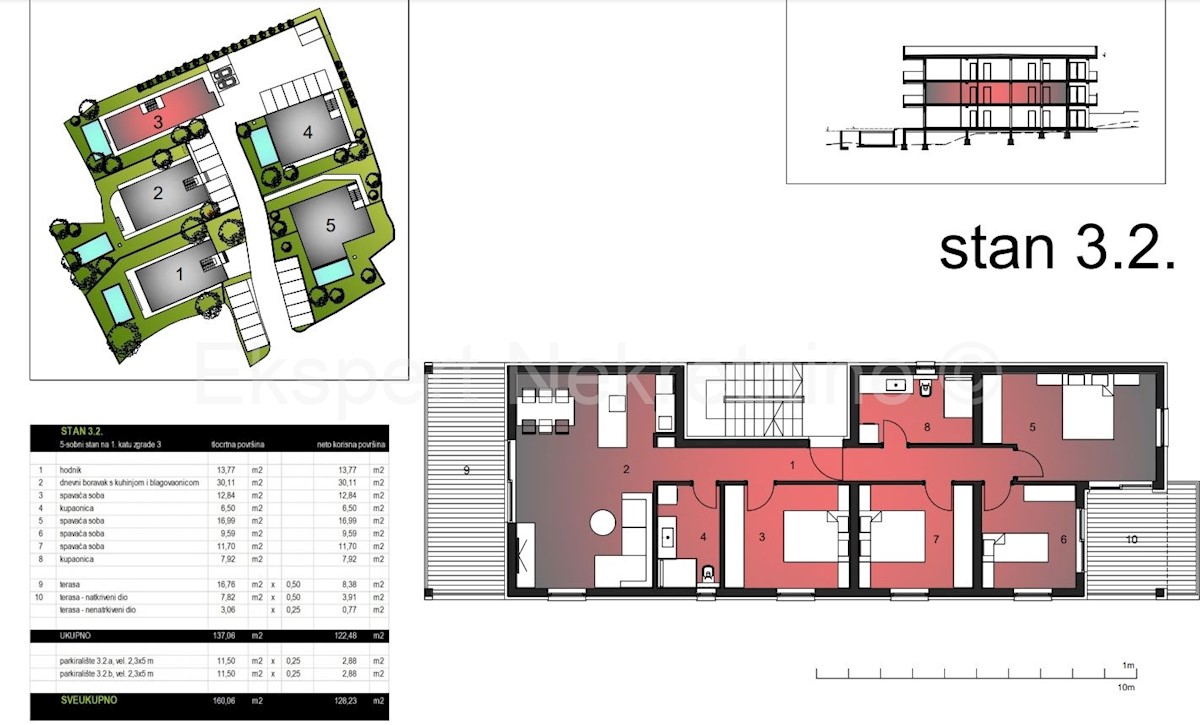 Čiovo, Okrug.G., appartamento quadrilocale 128,23 m2 con due posti auto, vista