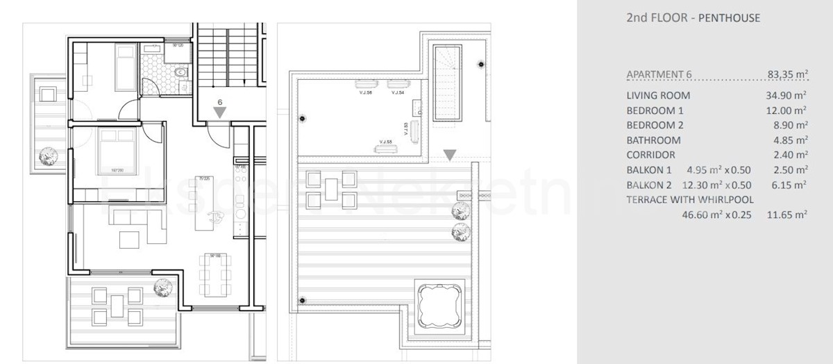 Solin, Rupotina, attico 83,35m2 in costruzione, vista panoramica sul mare