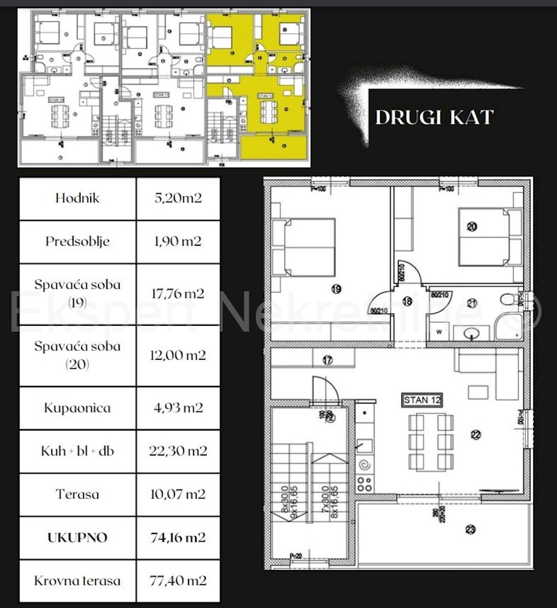 Čiovo, Okrug.G., appartamento bilocale 93.51m2 con posto auto, terrazza sul tetto