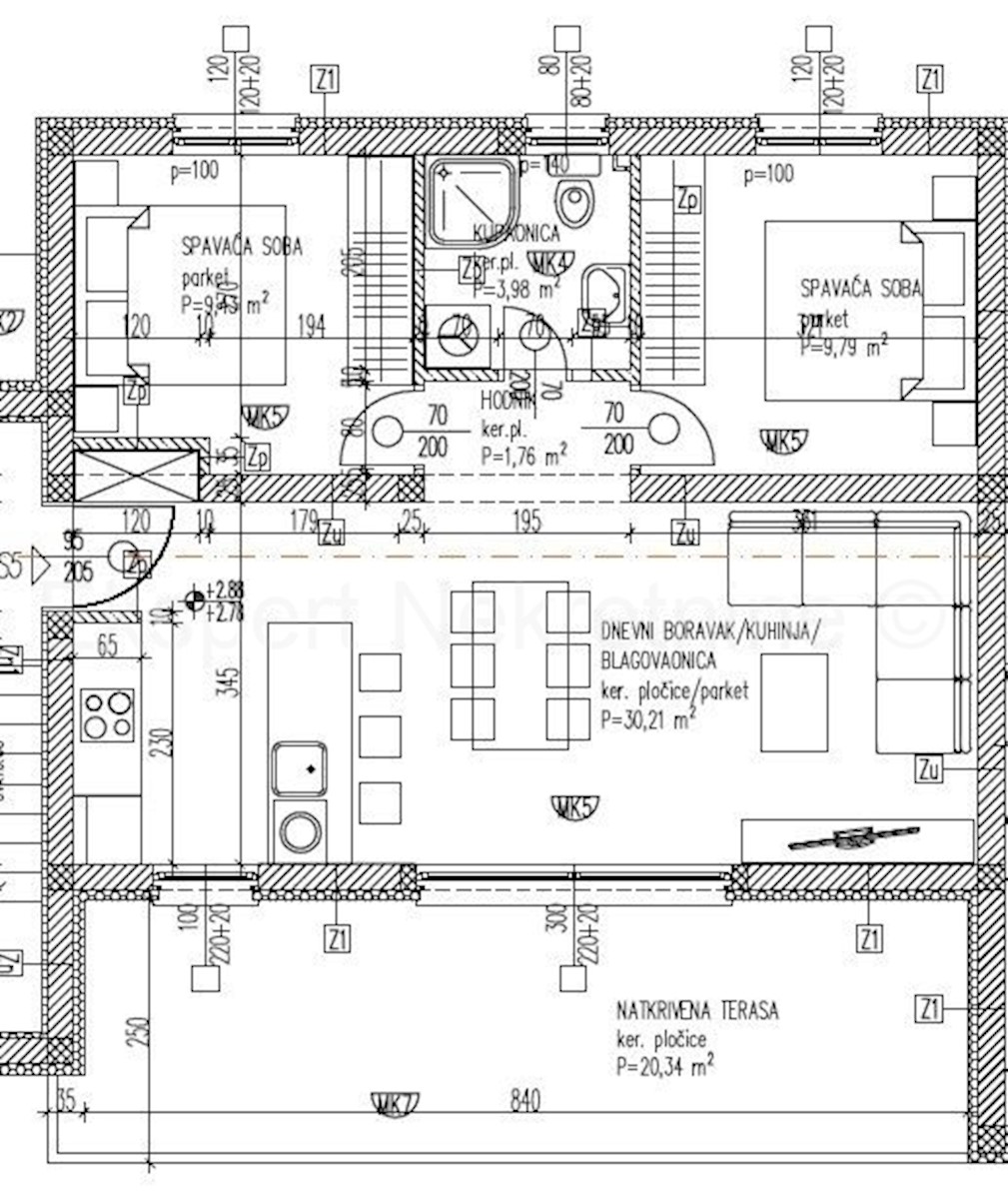 Seget Vranjica., appartamento di 2 locali 75 m2, nuova costruzione, loggia vista mare