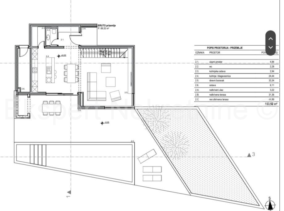 Kaštel Novi, Rudine, terreno edificabile di 600 m2 con progetto per una villa