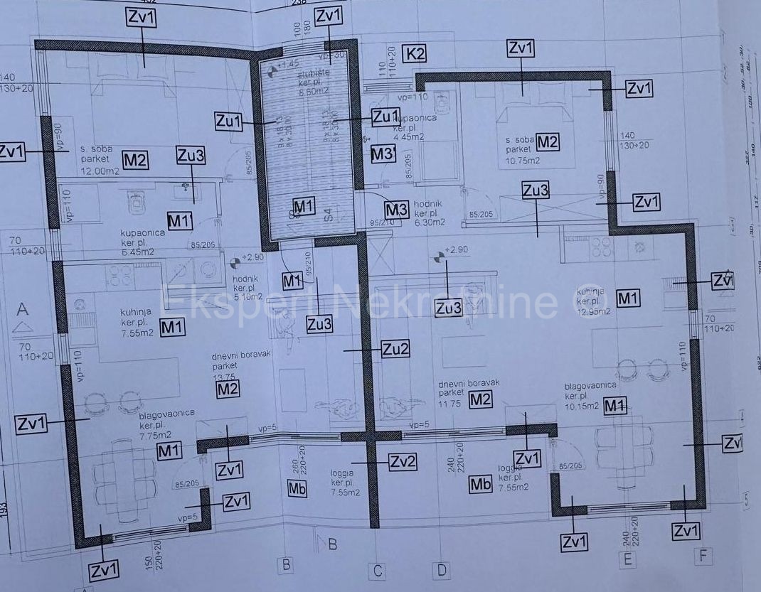 K. Lukšić, appartamento con una camera da letto 62 m2 con parcheggio esterno, nuova costruzione