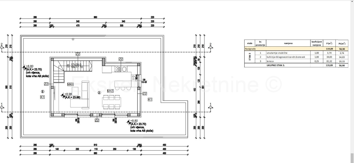 K.Stari, confortevole appartamento con due camere da letto 67m2 con 2 posti auto, vista mare