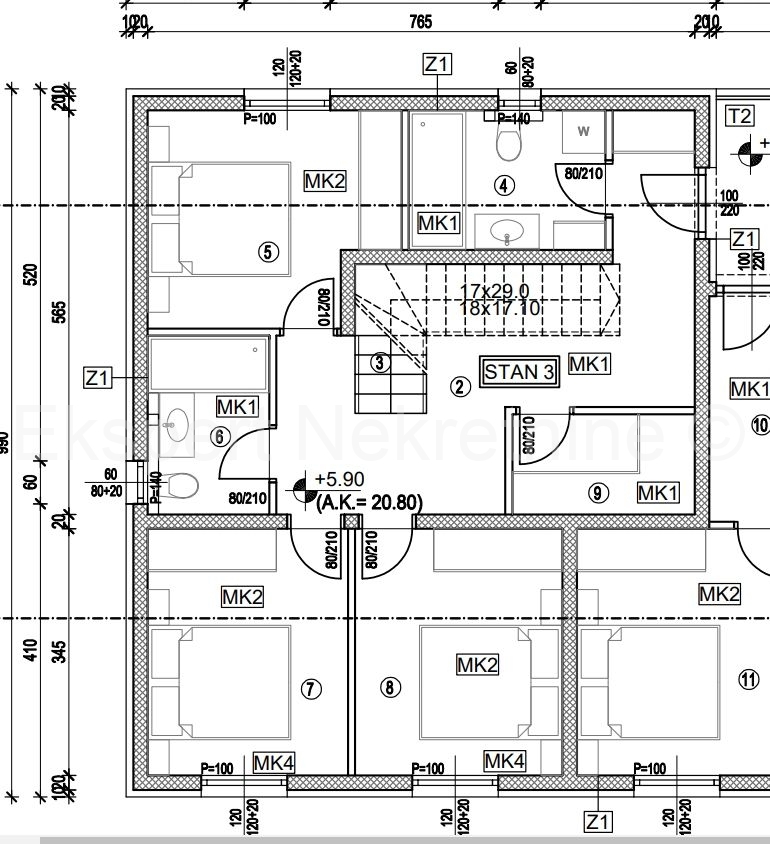 K.Stari, confortevole appartamento con due camere da letto 67m2 con 2 posti auto, vista mare