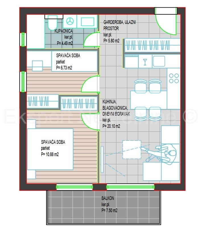 Trogir, Center, 2-bedroom apartment 67 m2, new building, parking