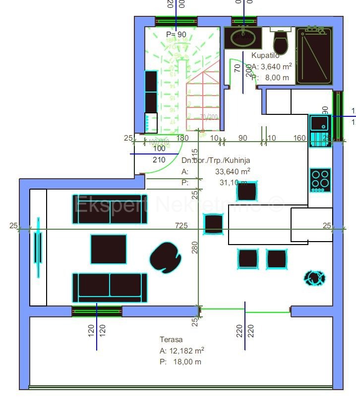 Trogir, Saldun, 2-bedroom duplex apartment 82 m2, new building, sea view