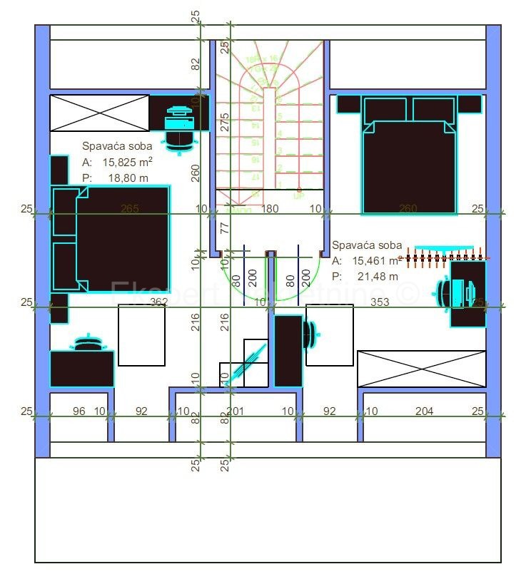 Trogir, Saldun, 2-bedroom duplex apartment 82 m2, new building, sea view
