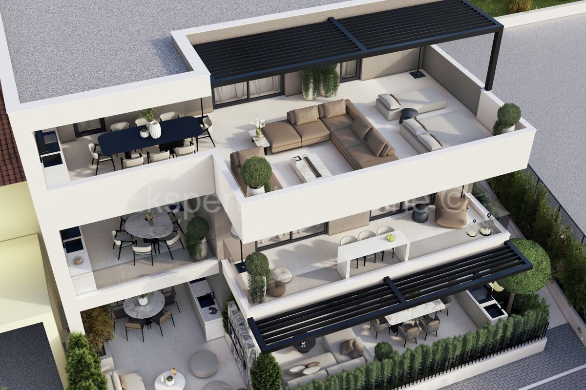 Trogir, 1-bedroom apartment 51 m2, 1st floor, large loggia, new building, top location