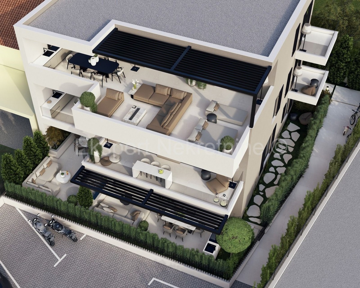 Trogir, 1-bedroom apartment 51 m2, 1st floor, large loggia, new building, top location