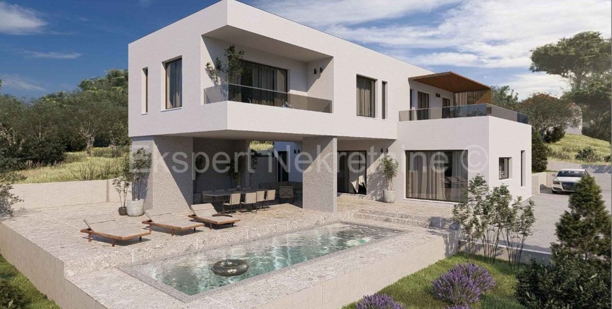 Marina, Vinišće, building plot 632 m2, with building permit for villa