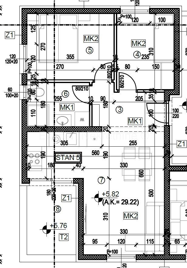 Trogir, 2-bedroom apartment 53 m2, new building, 1st floor, view,