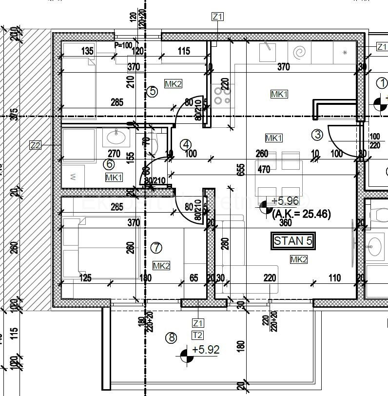 Trogir, 2-bedroom apartment 53 m2, new building, 1st floor, view,