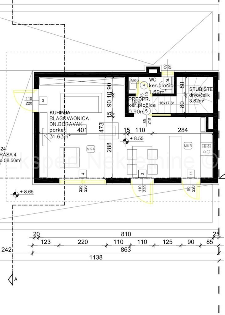 Spalato, Žnjan, appartamento su due piani con due camere da letto 129m2 con terrazza sul tetto, PM