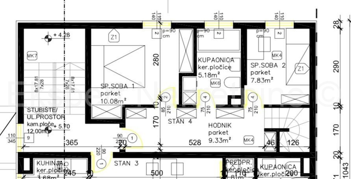 Spalato, Žnjan, appartamento su due piani con due camere da letto 129m2 con terrazza sul tetto, PM