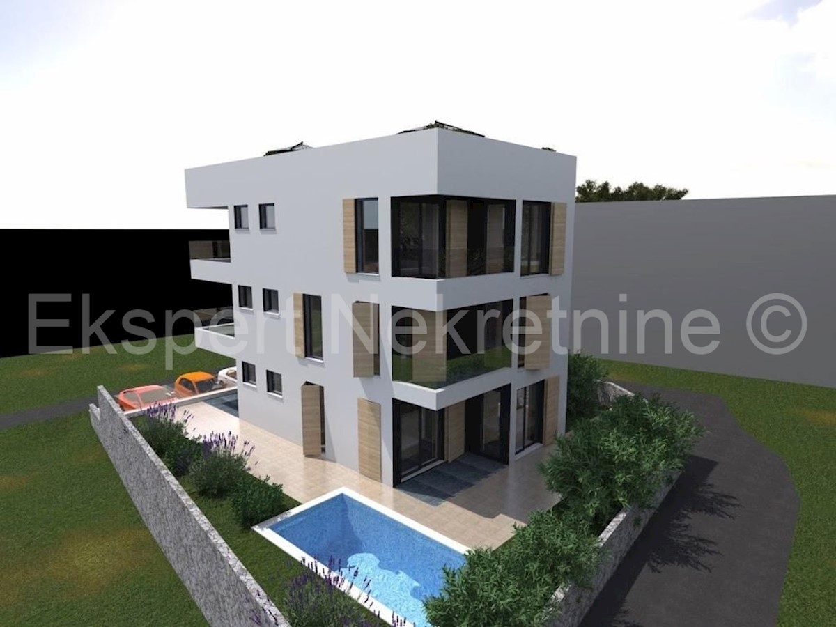 Seget Vranjica, appartamento di 3 locali 99 m2 con giardino e piscina privata 18 m2,