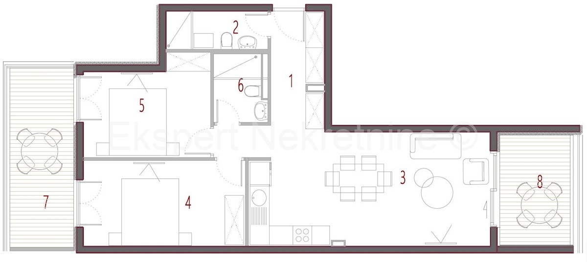 Seget Donji, appartamento trilocale 79 m2 in una nuova costruzione, a 230 m dalla spiaggia, garage