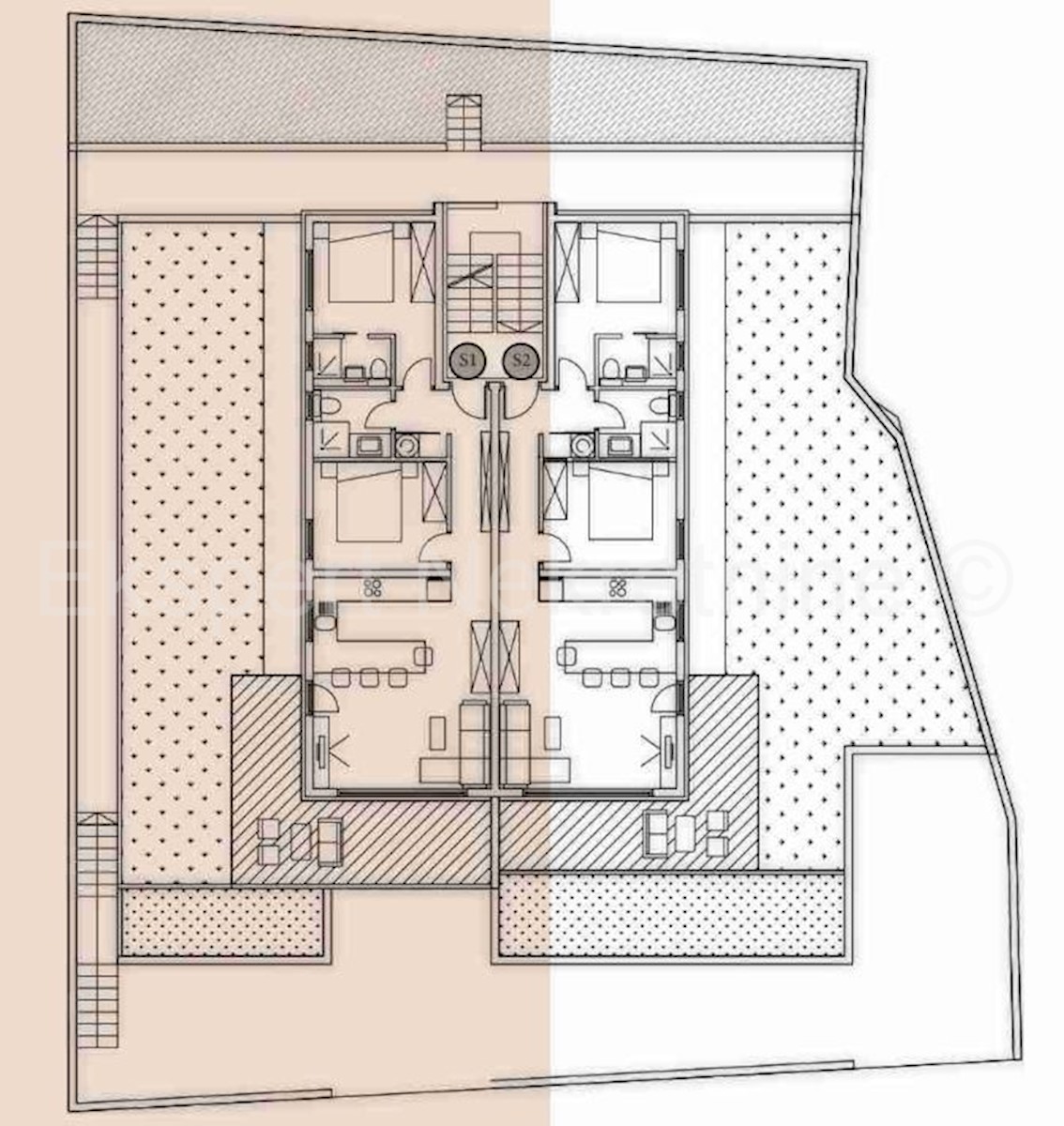 Trogir, Čiovo, appartamento con 2 camere da letto 85 m2 + giardino 63,4 m2, 150 m dal mare, nuova costruzione