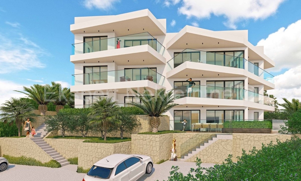 Čiovo, Okrug, appartamento con 3 camere da letto 82m2+30m2 balcone+terrazza sul tetto, piscina, vista