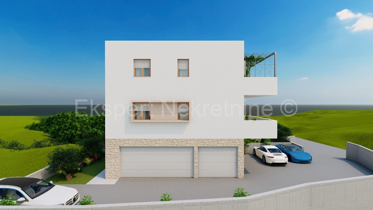 Čiovo, Slatine bilocale 56m2, primo piano, vista mare, nuova costruzione