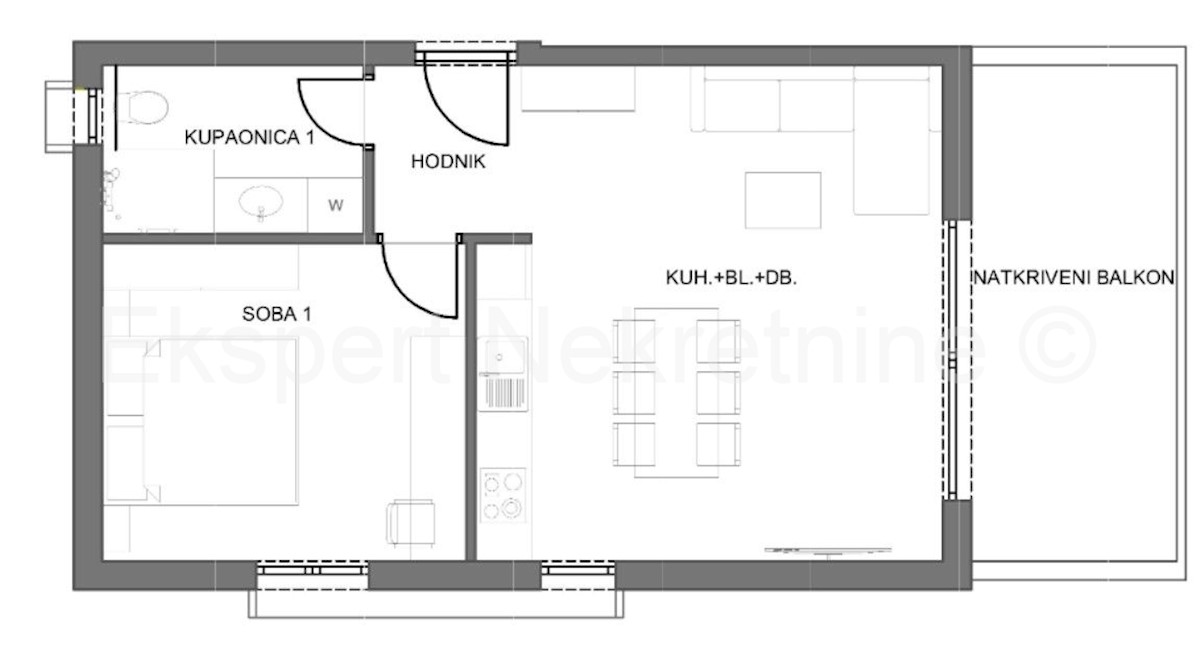 Čiovo, Slatine bilocale 56m2, primo piano, vista mare, nuova costruzione