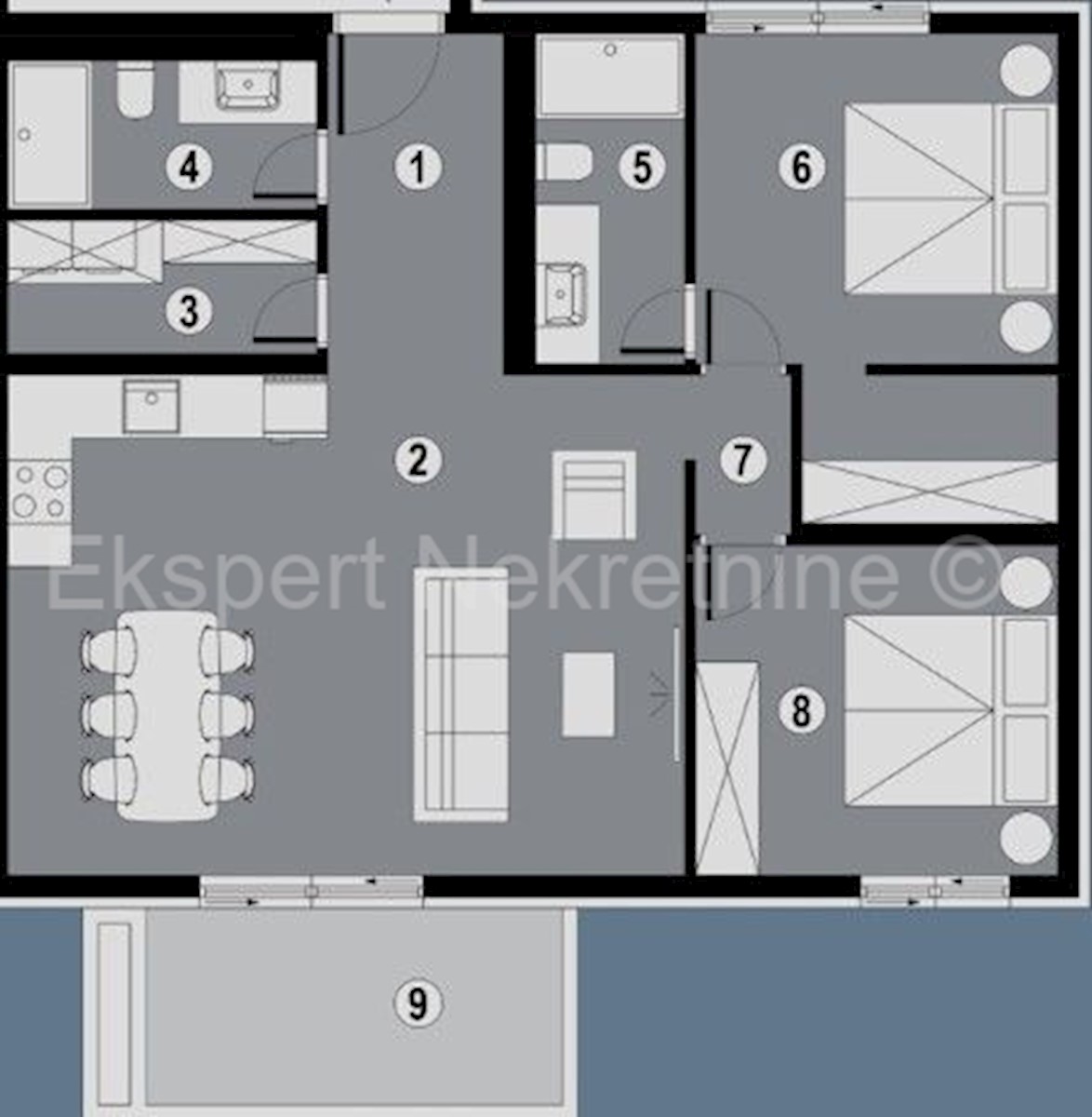 Čiovo, Okrug.G., appartamento di 2 locali 83m2, vista mare, garage, Novogr.