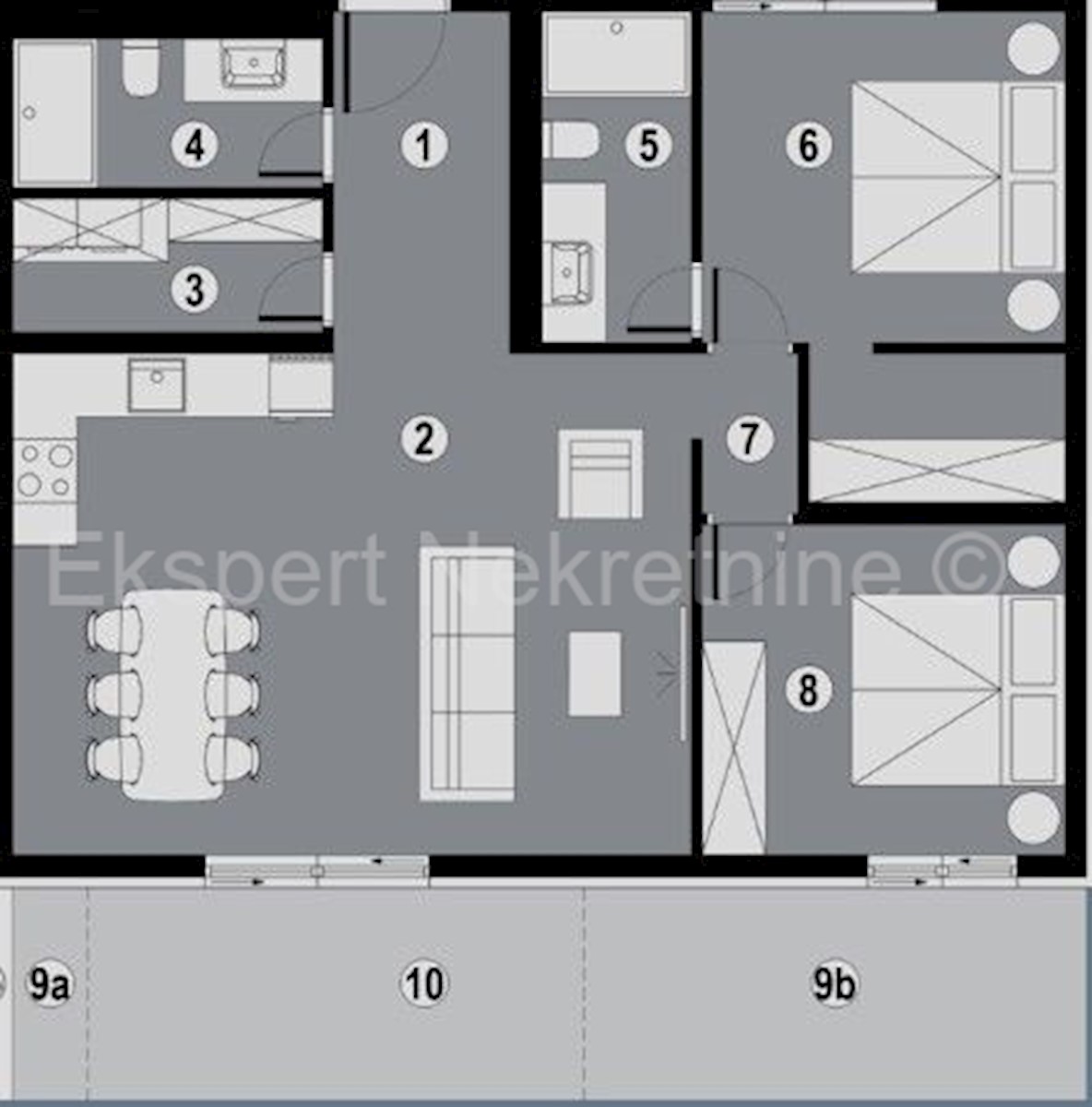 Čiovo, Okrug.G., appartamento di 2 locali 95m2, nuova costruzione, garage, ripostiglio