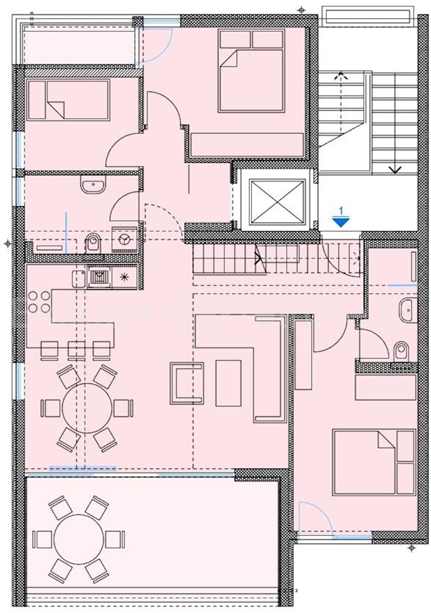 Trogir, Saldun, attico 130m2 + terrazza sul tetto 78m2, vista mare, nuovo.