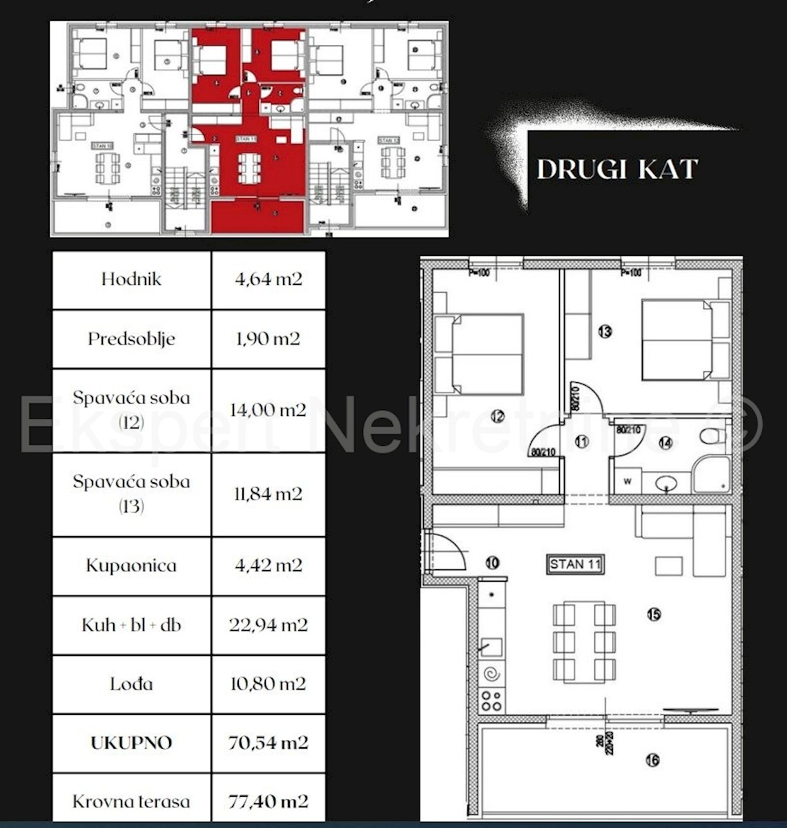 Čiovo, Okrug.G., appartamento bilocale 89,89m2 con posto auto, terrazza sul tetto