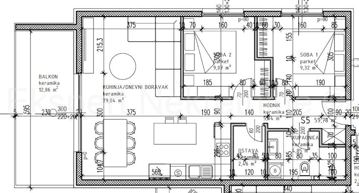 Čiovo, Okrug Gornji, bilocale 73 m2 + terrazza sul tetto 74 m2, nuova costruzione