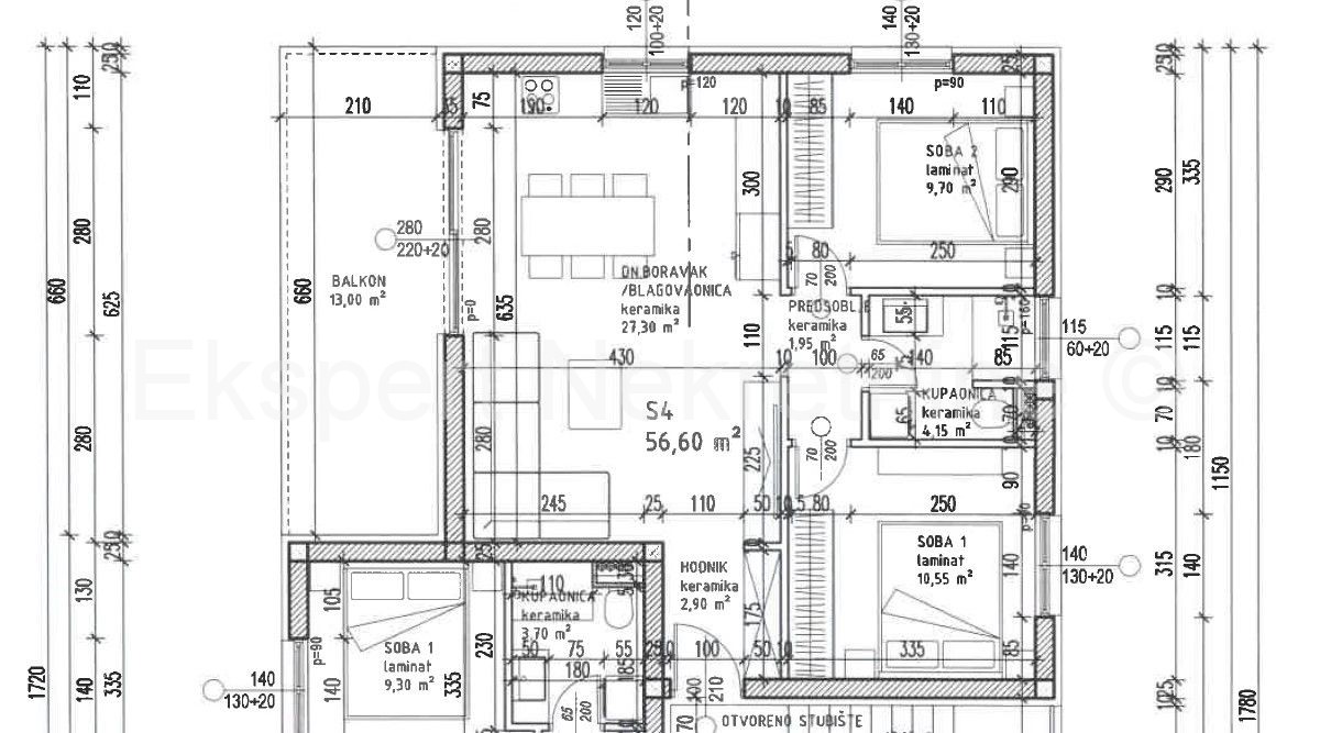 Trogir, appartamento con 2 camere da letto 70 m2 in un nuovo edificio, ampio terrazzo, 2° piano (ultimo)