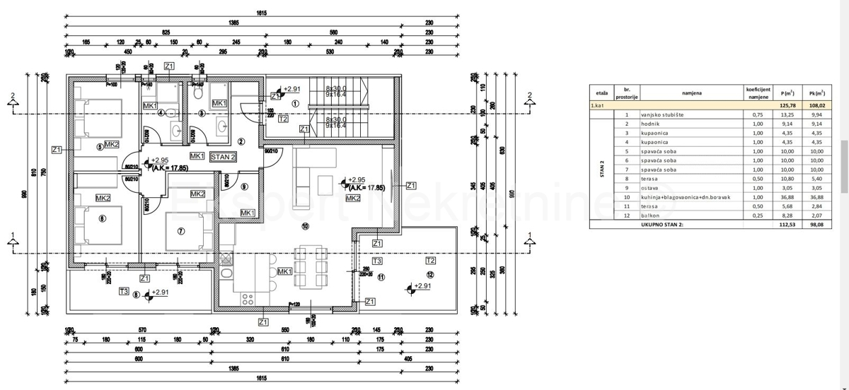 K.Stari, confortevole appartamento con due camere da letto 67m2 con 2 posti auto, vista mare