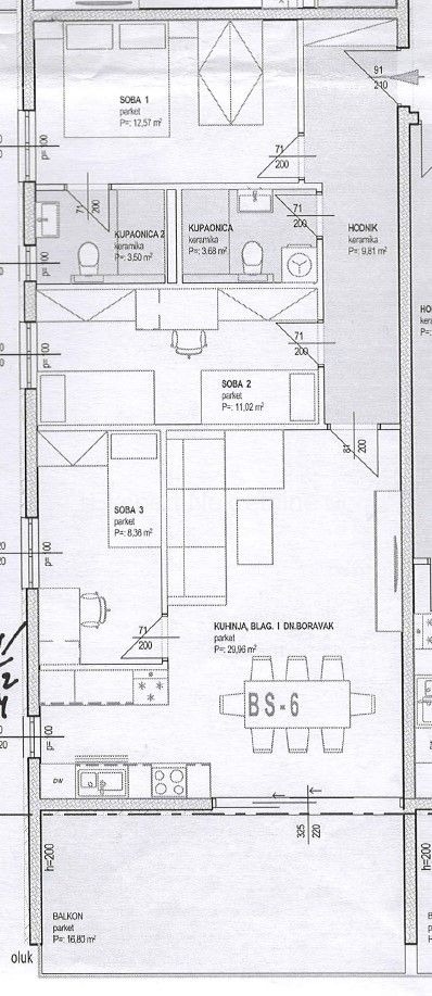 Seget D., 3-bedroom apartment 96 m2, new building, 1st floor, sea view