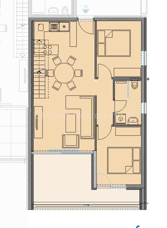 Trogir, Saldun, appartamento con 2 camere da letto 75m2 + terrazza sul tetto 76m2, vista mare, piscina