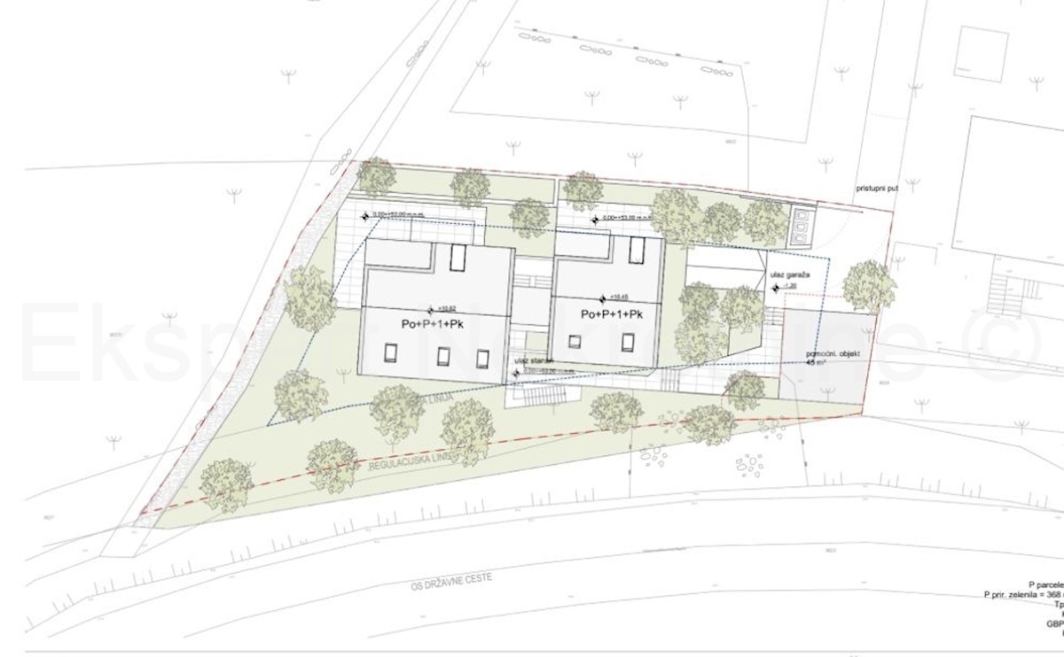 Brač, Supetar, terreno edificabile di 928m2 nella zona M1 con progettazione concettuale