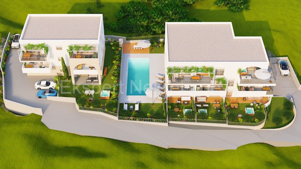 Čiovo, Slatine, appartamento trilocale 90m2, primo piano, vista mare, nuova costruzione