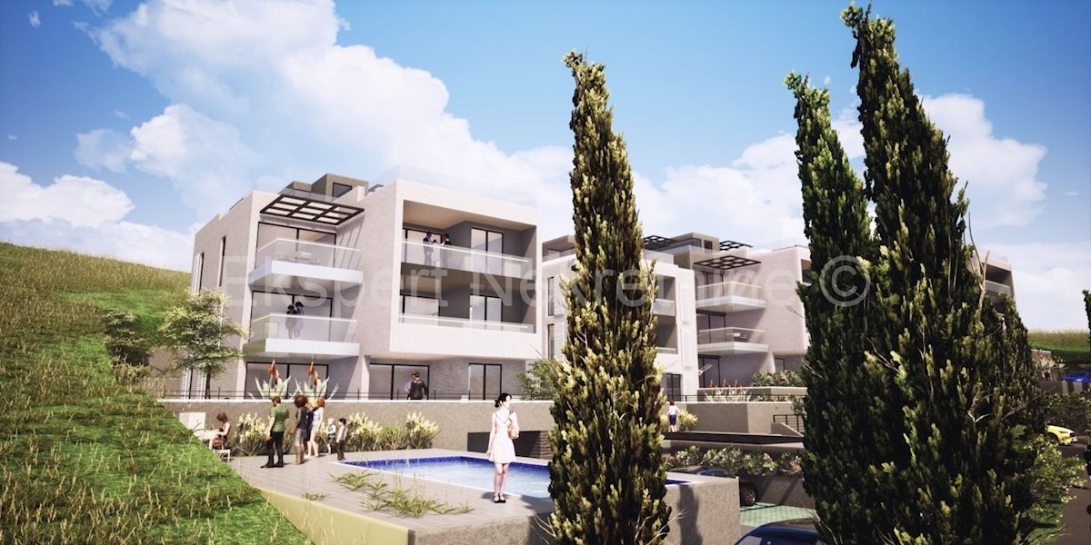 Trogir, Saldun, appartamento di 3 locali, 103 m2, di nuova costruzione, vista mare, piscina