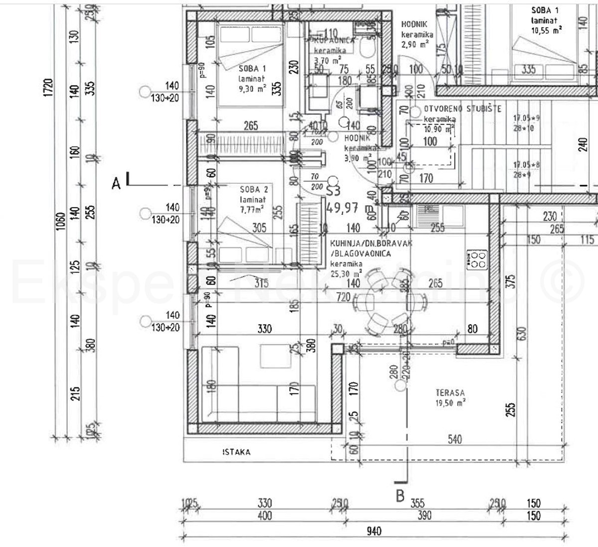 Trogir, appartamento di 2 locali 70 m2 con ampia terrazza, nuova costruzione, 2° piano