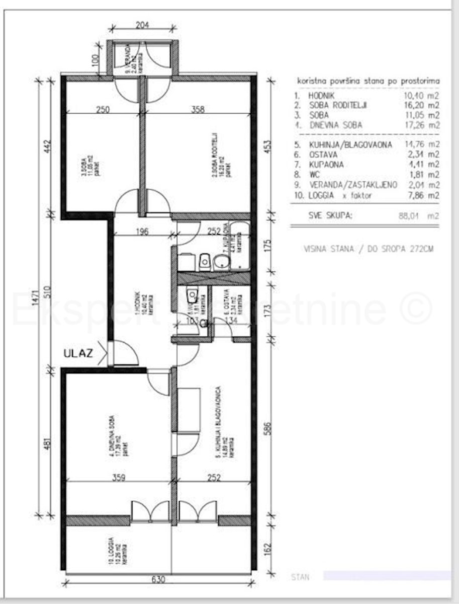 Spalato, Smrdečac, appartamento trilocale 88m2 al 1° piano, ottima posizione