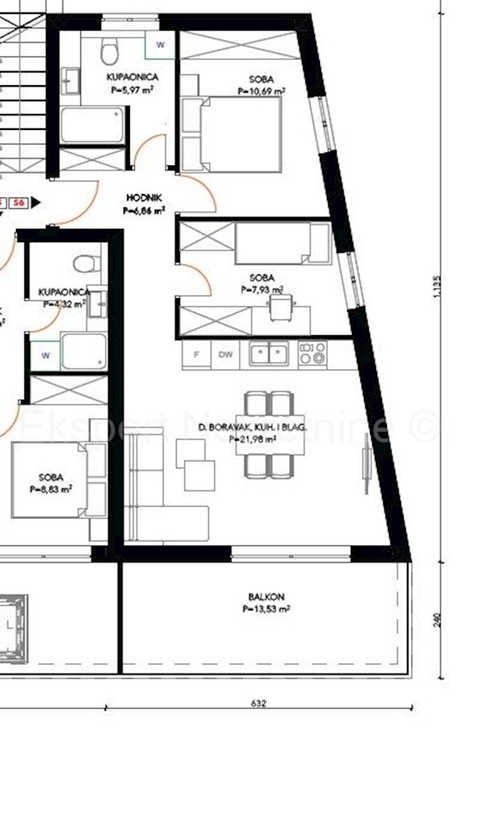 Seget D., appartamento di 2 locali 66 m2, nuova costruzione, piano terra, parcheggio, vista