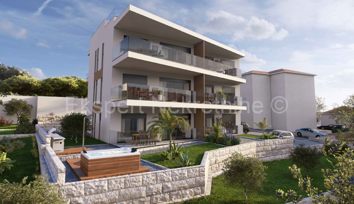 Čiovo,Okrug Gornji, 2-bedroom apartment 73m2+garden 94m2,new building,view