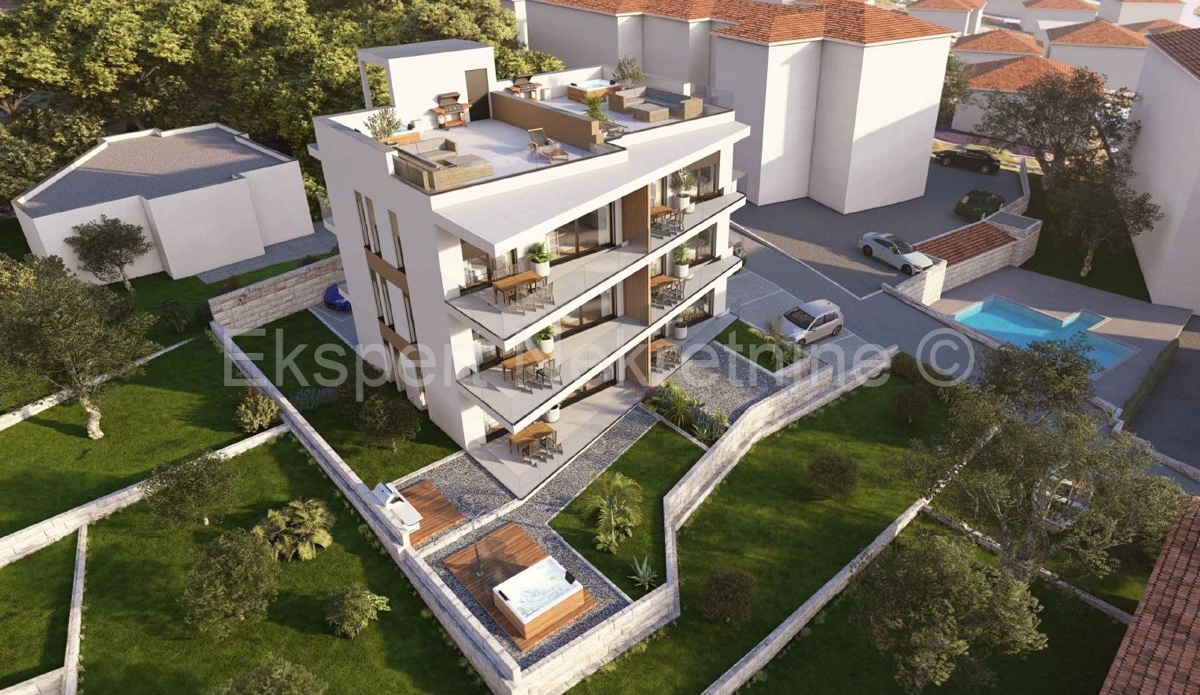 Čiovo,Okrug Gornji, 2-bedroom apartment 73m2+garden 94m2,new building,view