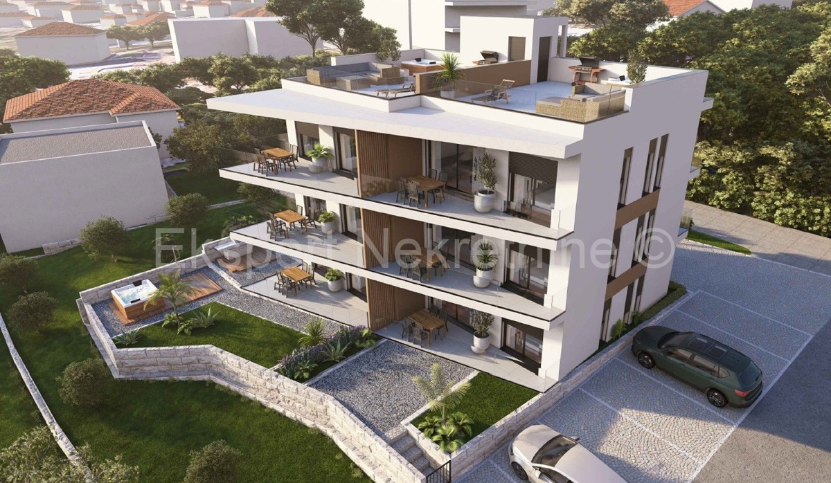 Čiovo,Okrug Gornji, 2-bedroom apartment 73m2+garden 94m2,new building,view