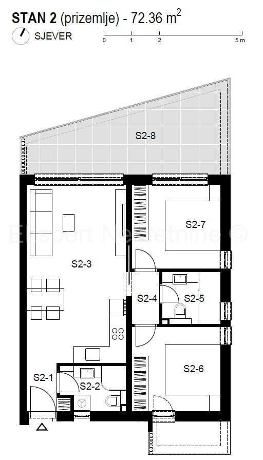 Čiovo,Okrug Gornji, 2-bedroom apartment 73m2+garden 94m2,new building,view