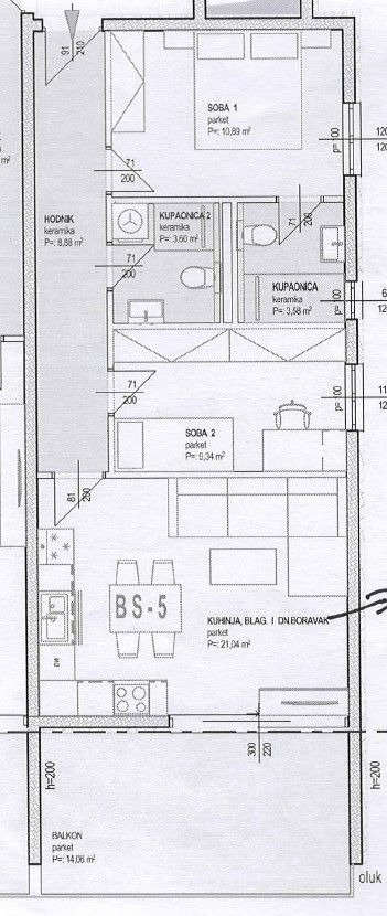 Seget D., 2-bedroom apartment 71 m2, 1st floor, new building, sea view
